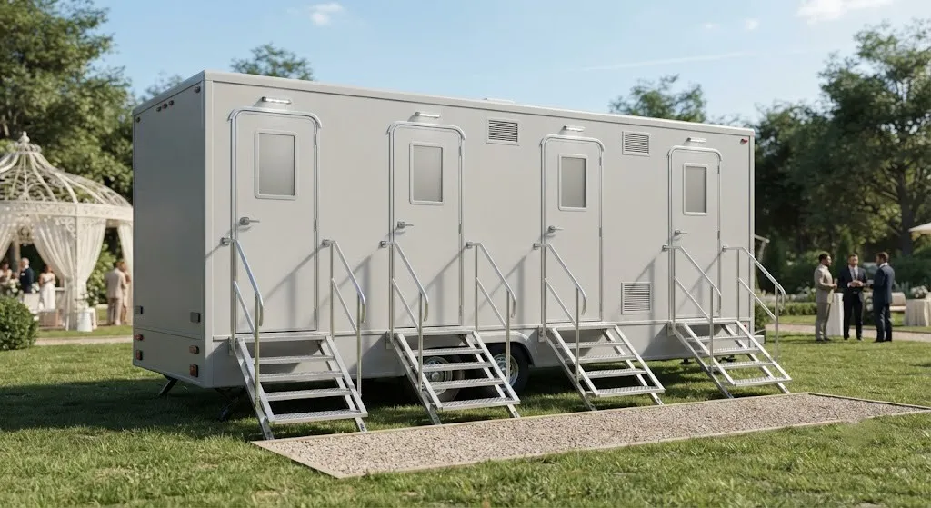 4 stall restroom trailer from our Maple Grove fleet